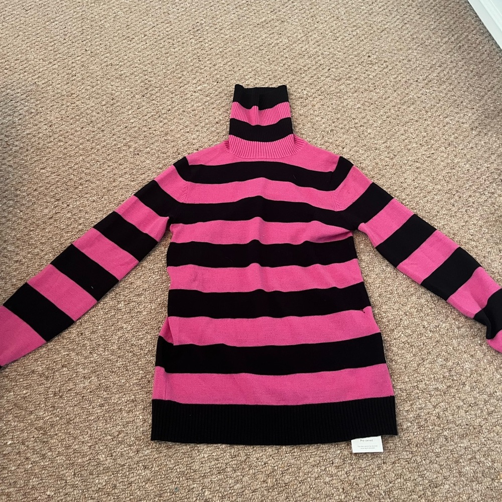 Marc Jacobs Pink and Black Striped Turtleneck Sweater